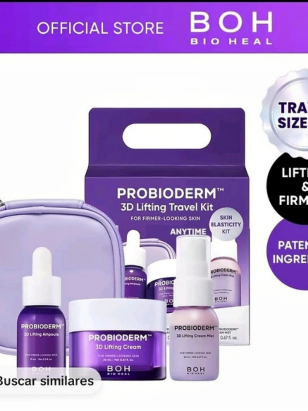 BOH Bio Heal Probioderm 3D Lifting Travel Kit Skincare Travel Kit in Purple NWT